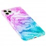 Чехол для iPhone 11 Pro Max Design Mramor Glossy розово-бирюзовый