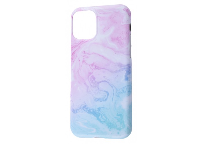 Чехол для iPhone 11 Pro Max Design Mramor Glossy розово-бирюзовый