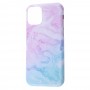 Чехол для iPhone 11 Pro Max Design Mramor Glossy розово-бирюзовый