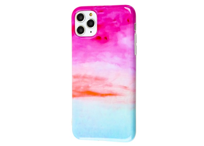 Чехол для iPhone 11 Pro Max Design Mramor Glossy розово-голубой