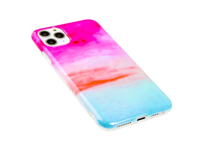 Чехол для iPhone 11 Pro Max Design Mramor Glossy розово-голубой
