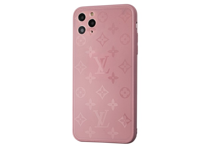 Чехол для iPhone 11 Pro Max glass LV розовый