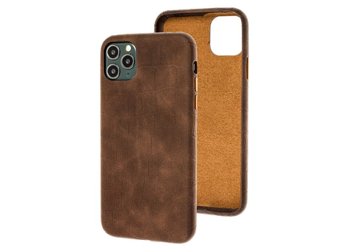 Чехол для iPhone 11 Pro Max Leather croco full коричневый