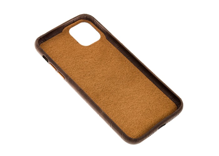 Чехол для iPhone 11 Pro Max Leather croco full коричневый
