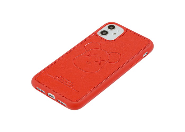 Чехол для iPhone 11 Kaws leather красный