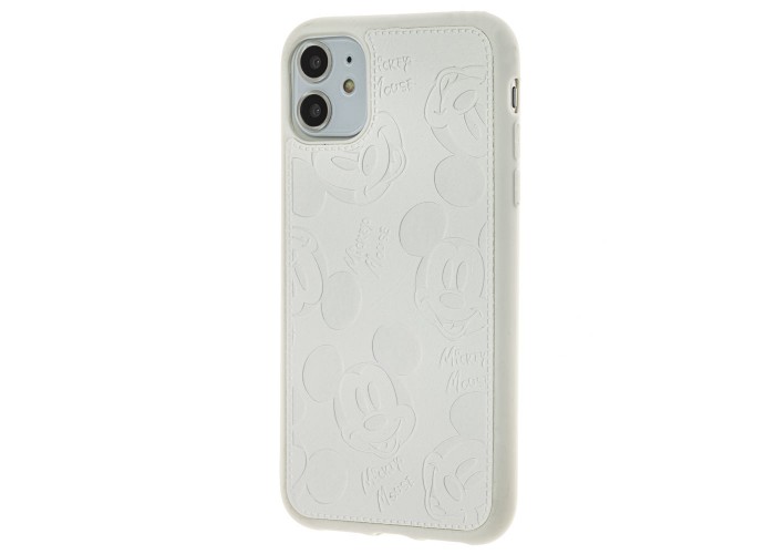 Чехол для iPhone 11 Mickey Mouse leather белый