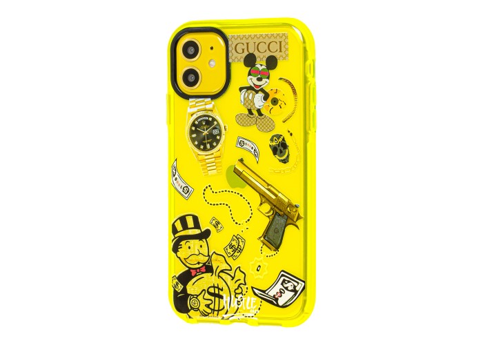 Чехол для iPhone 11 Neon print Микки Маус glamor