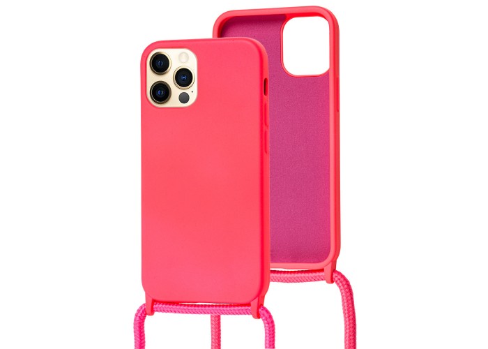 Чехол для iPhone 12 / 12 Pro Wave Lanyard without logo bright pink