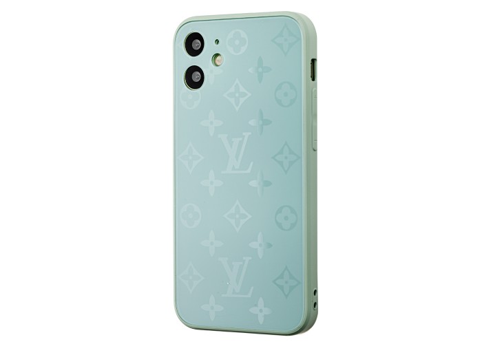 Чехол для iPhone 12 mini glass LV бирюзовый