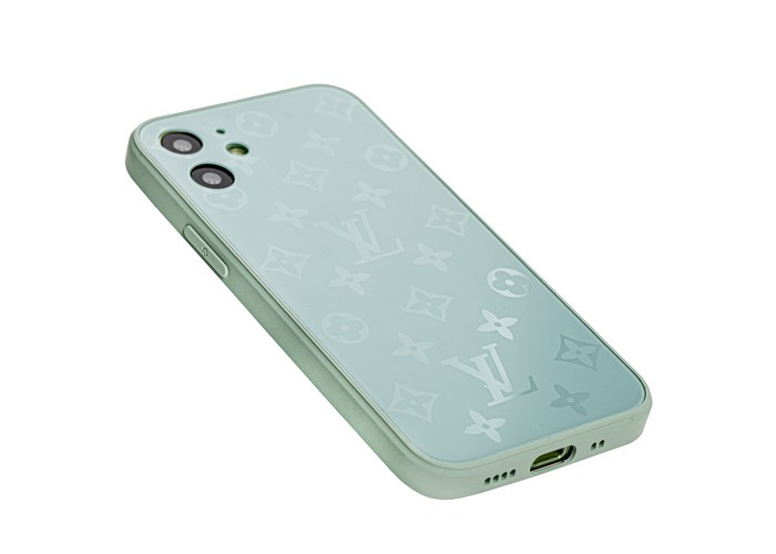 Чехол для iPhone 12 mini glass LV бирюзовый
