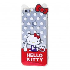 Чехол для iPhone 6 Hello Kitty силикон прозрачно / красный