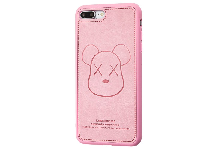 Чехол для iPhone 7 Plus / 8 Plus Kaws leather розовый