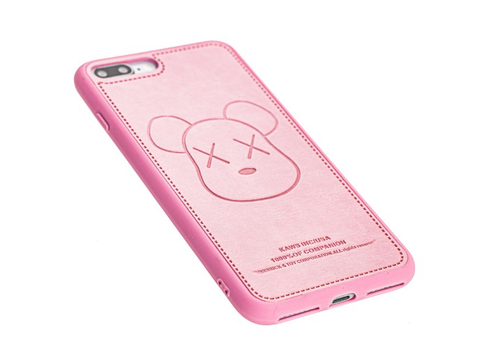 Чехол для iPhone 7 Plus / 8 Plus Kaws leather розовый