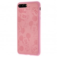 Чехол для iPhone 7 Plus / 8 Plus Mickey Mouse leather розовый