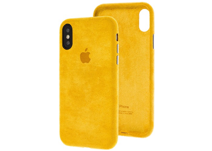 Чехол для iPhone X / Xs Alcantara 360 желтый