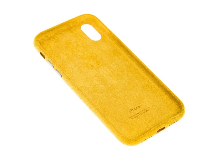 Чехол для iPhone X / Xs Alcantara 360 желтый