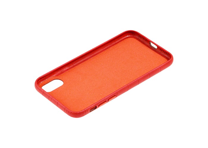 Чехол для iPhone X / Xs Leather croco full красный