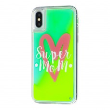 Чехол для iPhone X / Xs "Neon песок" Super Mom