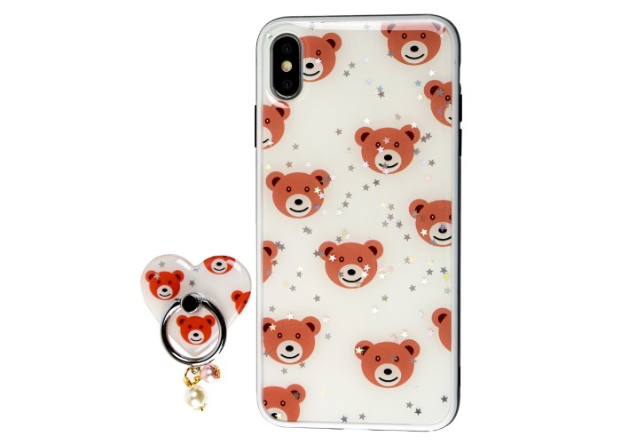 Чехол для iPhone Xr блестки print + popsocket 