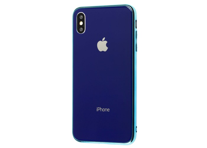 Чехол для iPhone Xs Max силикон-стекло синий
