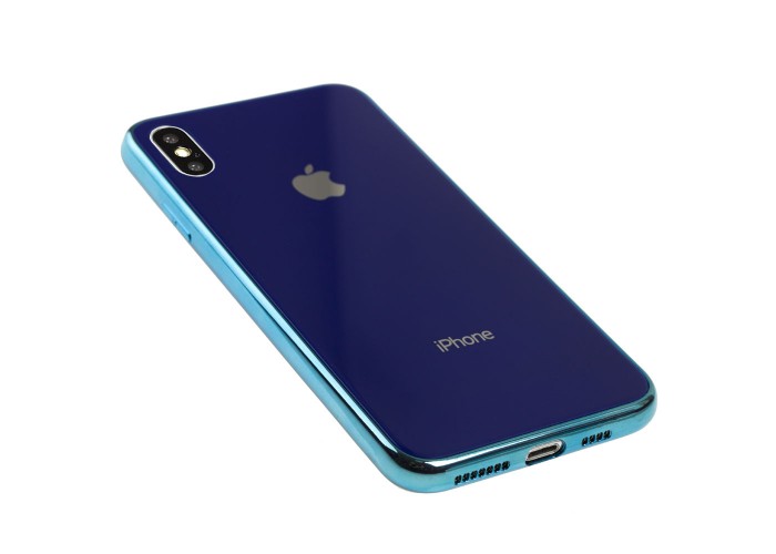 Чехол для iPhone Xs Max силикон-стекло синий