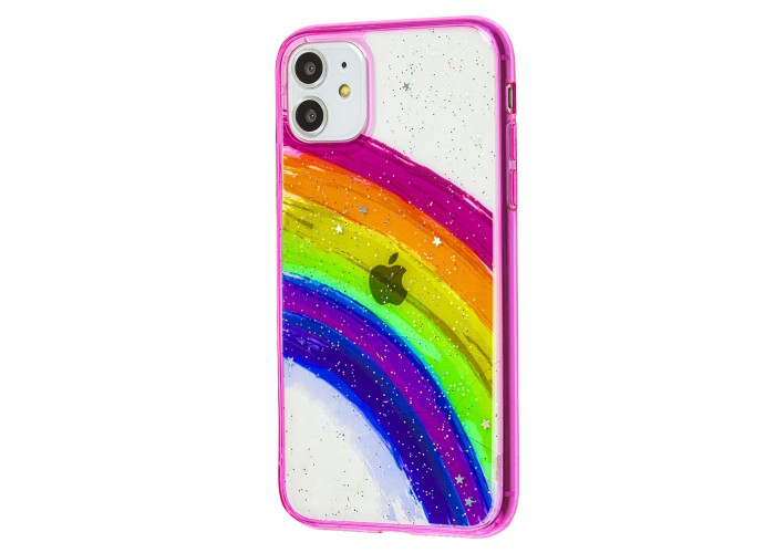 Чехол для iPhone 11 Colorful Rainbow розовый