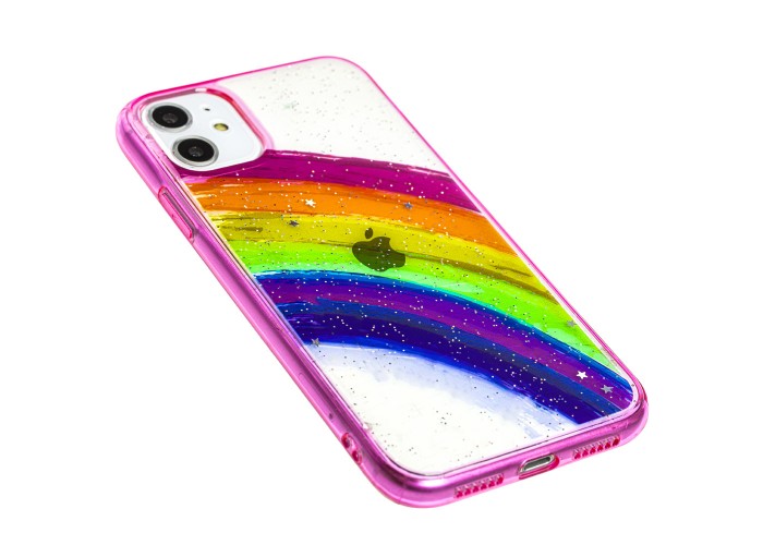Чехол для iPhone 11 Colorful Rainbow розовый