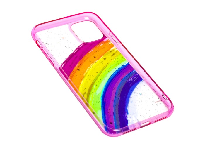 Чехол для iPhone 11 Colorful Rainbow розовый