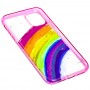 Чехол для iPhone 11 Colorful Rainbow розовый