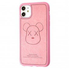 Чехол для iPhone 11 Kaws leather розовый