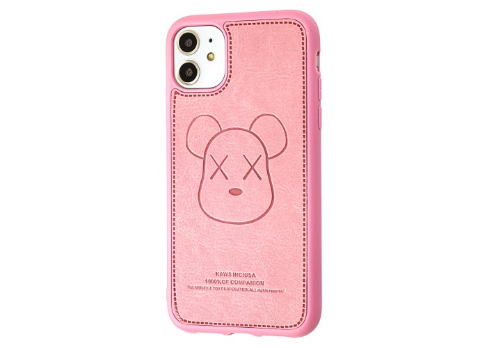 Чехол для iPhone 11 Kaws leather розовый