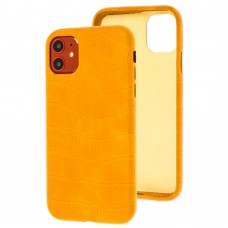 Чехол для iPhone 11 Leather croco full желтый