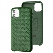 Чехол для iPhone 11 Natural leather Weaving forest green
