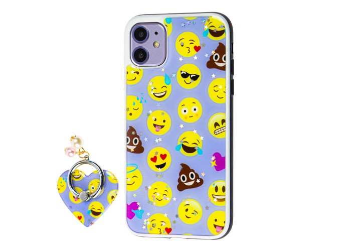 Чехол для iPhone 11 блестки print + popsocket 