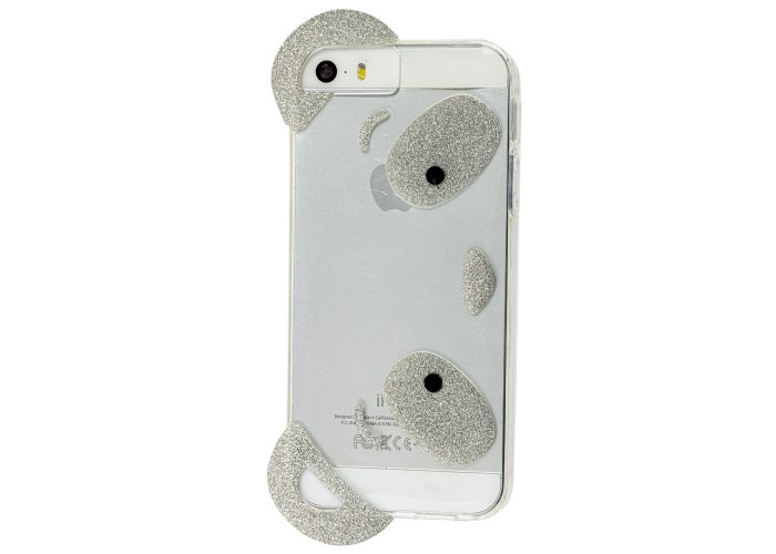 Чехол для iPhone 5 панда с ушками серебристый