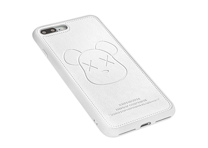 Чехол для iPhone 7 Plus / 8 Plus Kaws leather белый