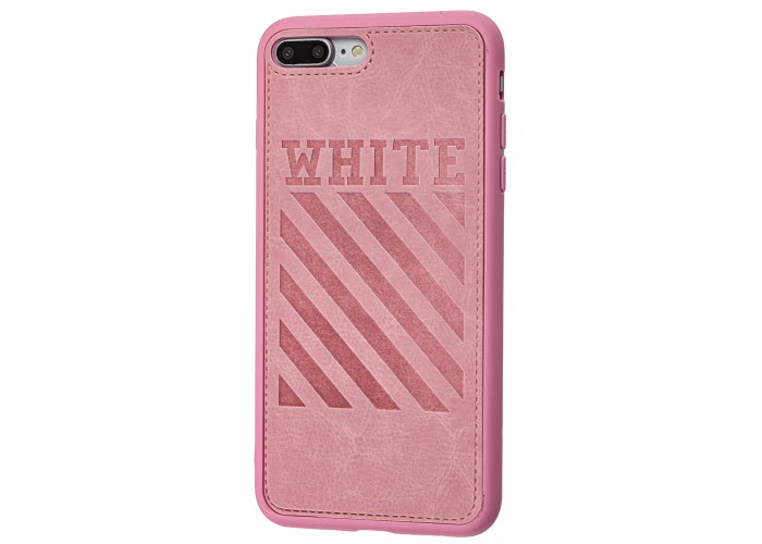 Чехол для iPhone 7 Plus / 8 Plus off-white leather розовый