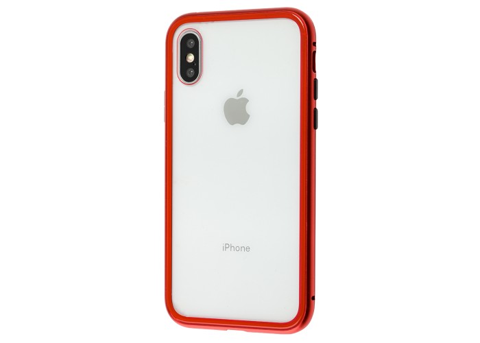 Чехол для iPhone X / Xs Magnetic with glass красный