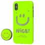 Чехол для iPhone X / Xs Nice smile popsocket салатовый