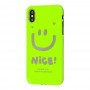 Чехол для iPhone X / Xs Nice smile popsocket салатовый