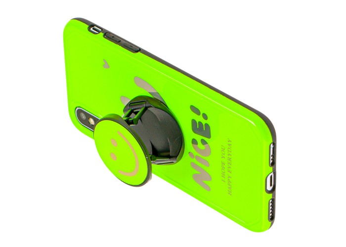 Чехол для iPhone X / Xs Nice smile popsocket салатовый