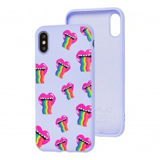Чехол для iPhone X / Xs Wave Fancy rainbow smile / lavender
