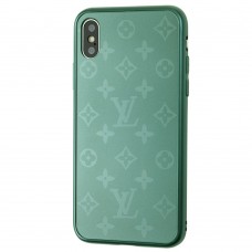 Чехол для iPhone X / Xs glass LV зеленый