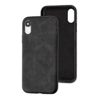 Чехол для iPhone Xr Leather croco full черный