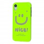 Чехол для iPhone Xr Nice smile popsocket салатовый