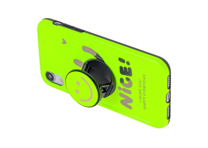 Чехол для iPhone Xr Nice smile popsocket салатовый