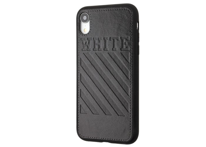 Чехол для iPhone Xr off-white leather черный