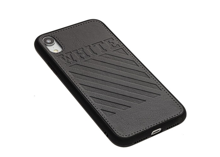 Чехол для iPhone Xr off-white leather черный