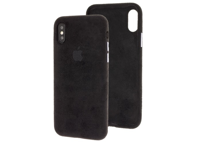 Чехол для iPhone Xs Max Alcantara 360 черный