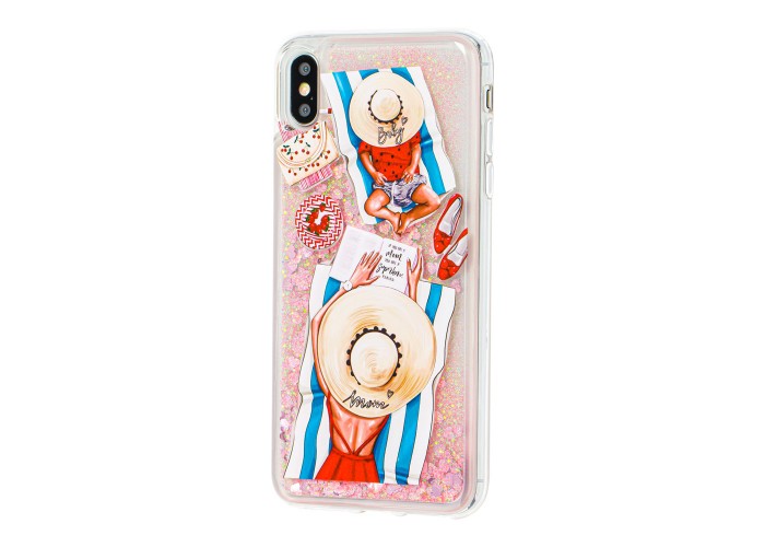 Чехол для iPhone Xs Max блестки вода 